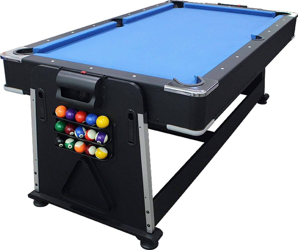 Strength - 7ft - 4in1 Multi Game Tafel - Biljarttafel - Airhockey - Tafeltennis - pooltafel - Zwart - blauw