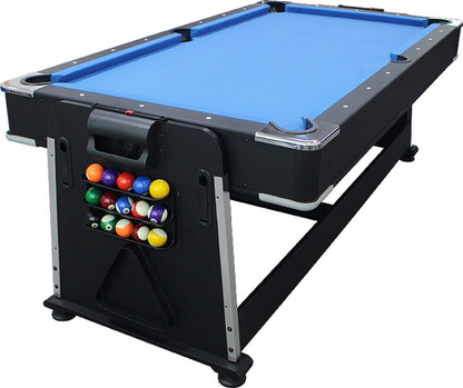 Strength - 7ft - 4in1 Multi Game Tafel - Biljarttafel - Airhockey - Tafeltennis - pooltafel - Zwart - blauw