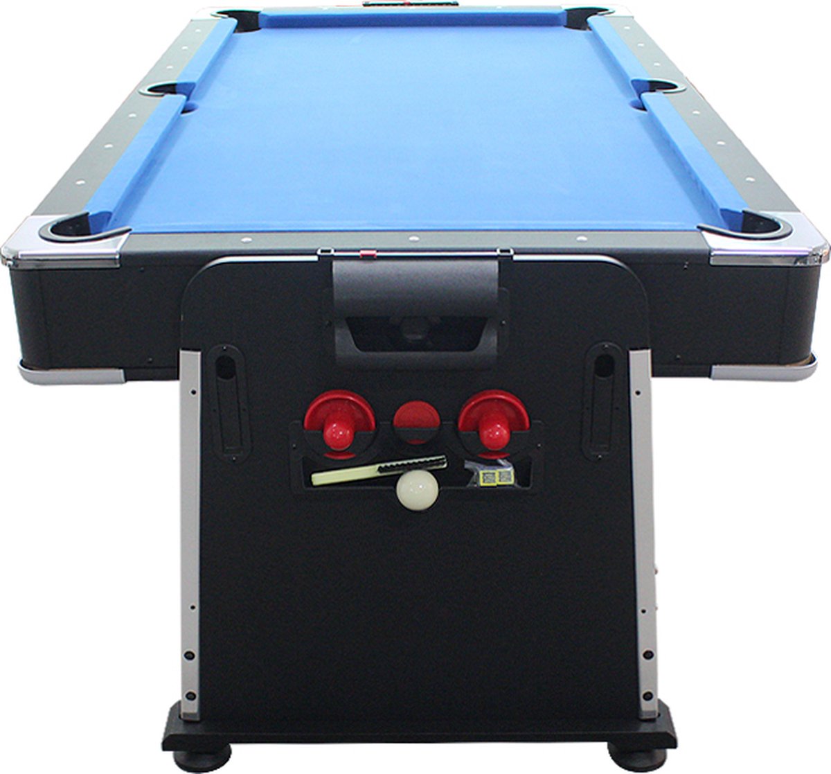 Strength - 7ft - 4in1 Multi Game Tafel - Biljarttafel - Airhockey - Tafeltennis - pooltafel - Zwart - blauw