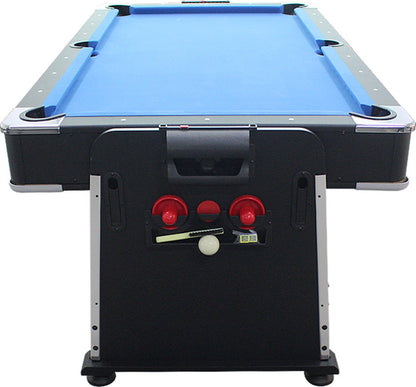 Strength - 7ft - 4in1 Multi Game Tafel - Biljarttafel - Airhockey - Tafeltennis - pooltafel - Zwart - blauw