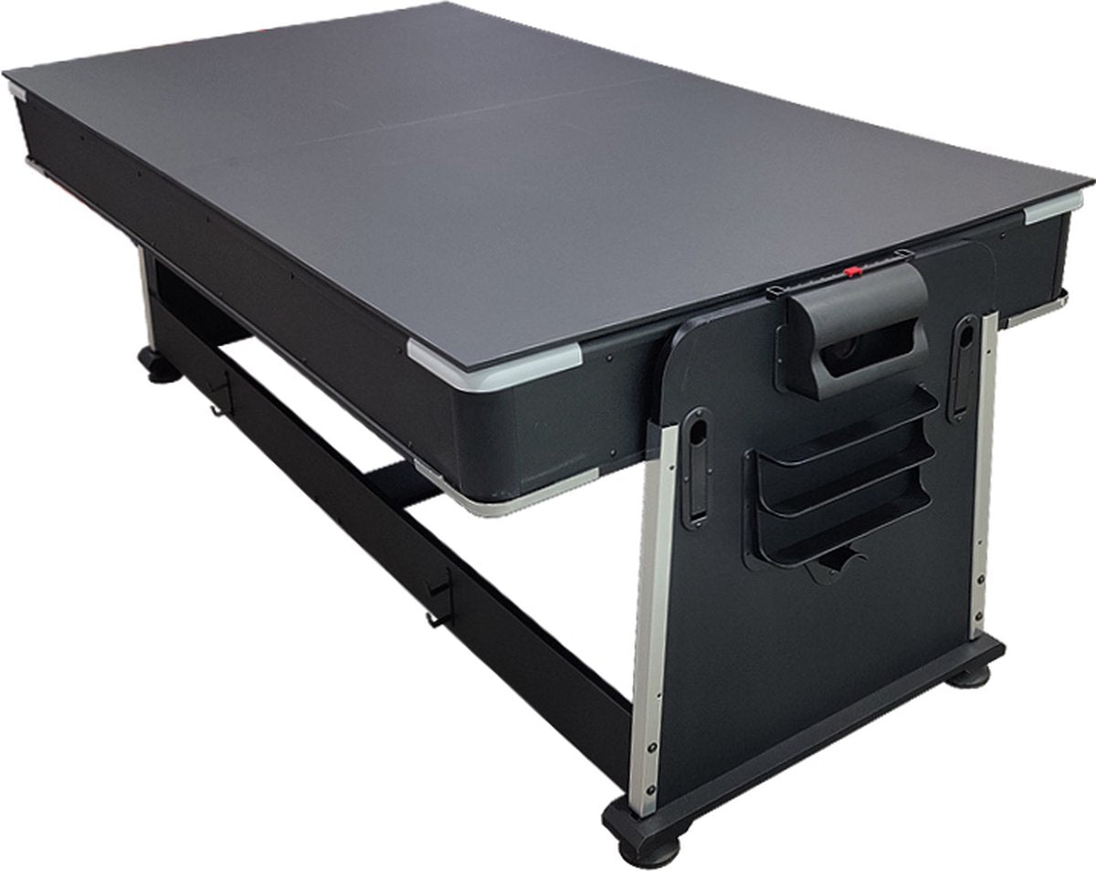 Strength - 7ft - 4in1 Multi Game Tafel - Biljarttafel - Airhockey - Tafeltennis - pooltafel - Zwart - blauw