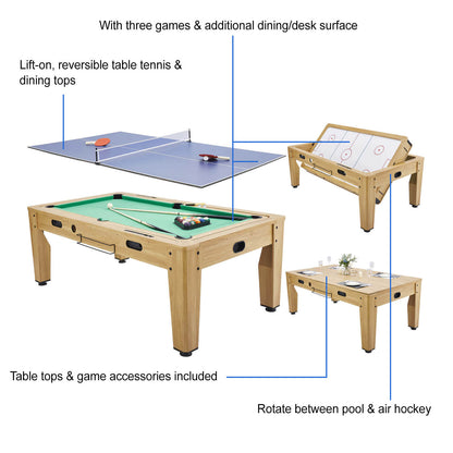 Pureline Multi Game tafel - pooltafel - airhockey - tafeltennis - eettafel 6ft