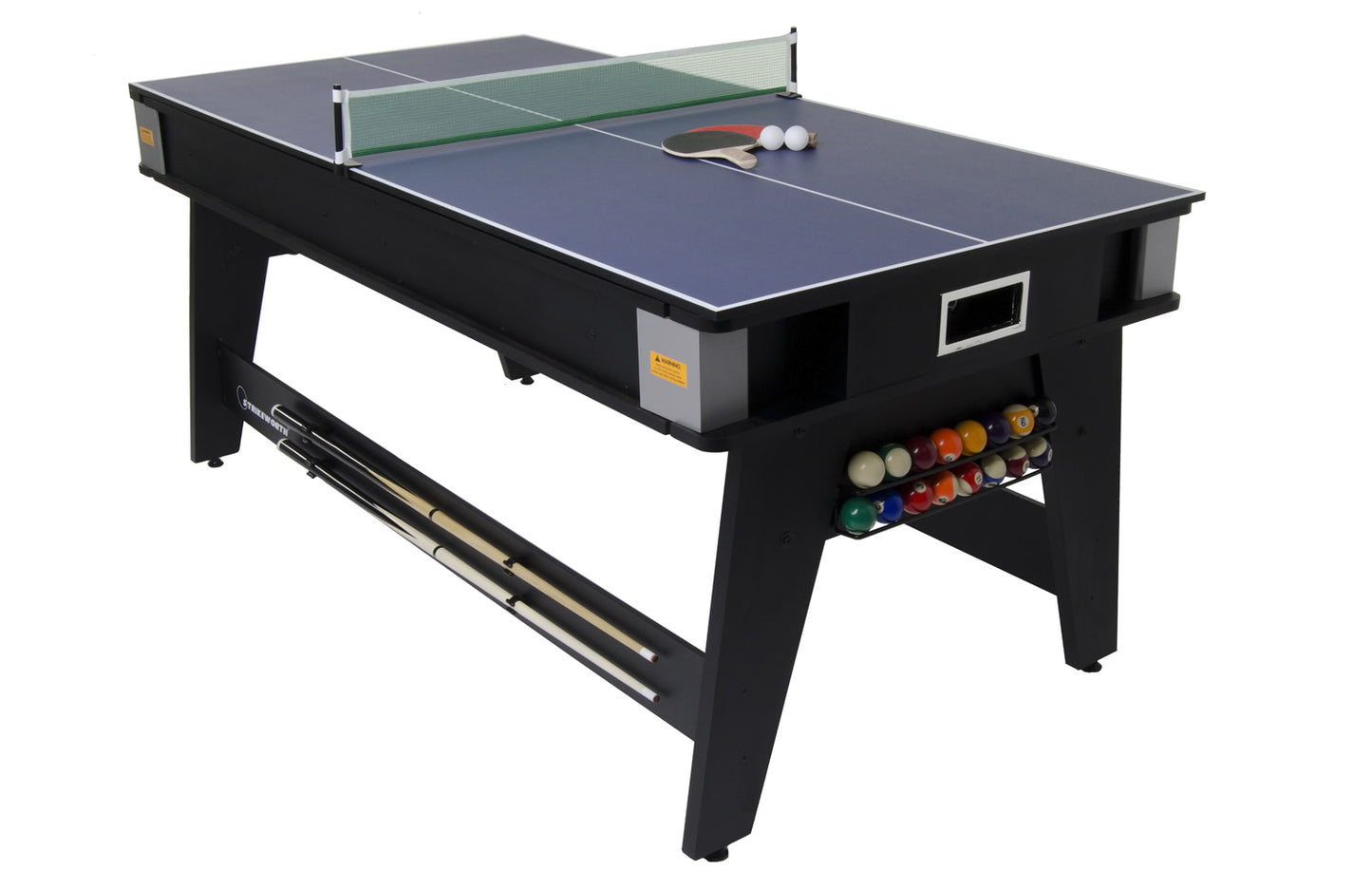 Strikeworth 6ft Multi Games Tafel - 3-in-1 - Pooltafel, Airhockey tafel & Tafeltennistafel - speel biljart, pingpong en Airhockey in 1