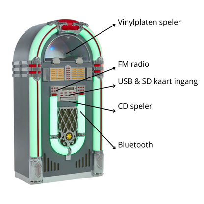 Jukebox 128V Retro - FM radio - Bluetooth - CD - Vinyl XL