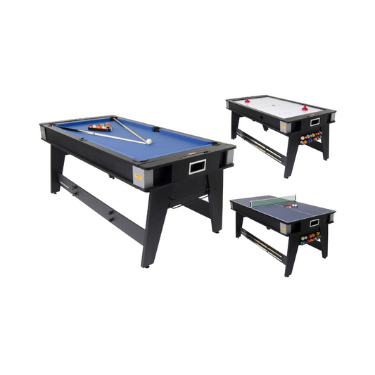 Strikeworth 6ft Multi Games Tafel - 3-in-1 - Pooltafel, Airhockey tafel & Tafeltennistafel - speel biljart, pingpong en Airhockey in 1