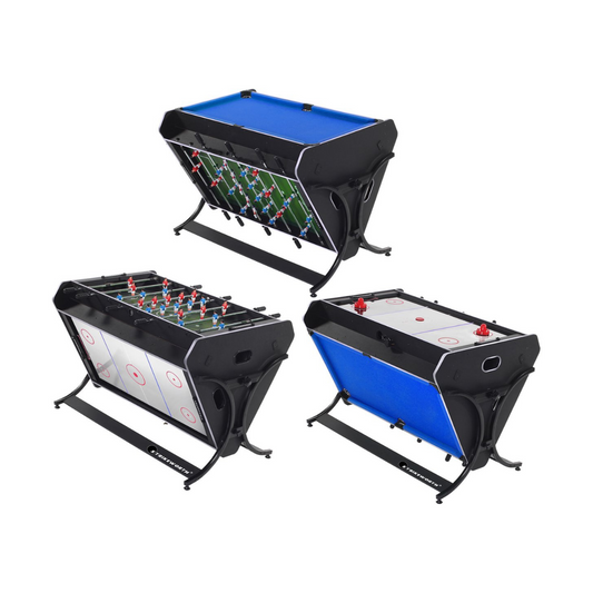 Strength- Compacte & Roterende Multispel Tafel 4ft -TriSport - Pooltafel- tafelvoetbal - airhockey